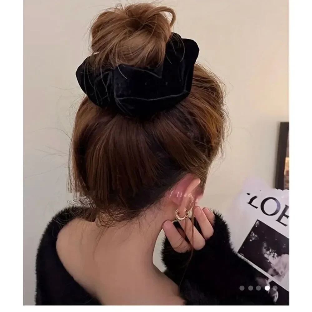 Luxe Neutral Velvet Oversized Scrunchie Set (4-Piece)